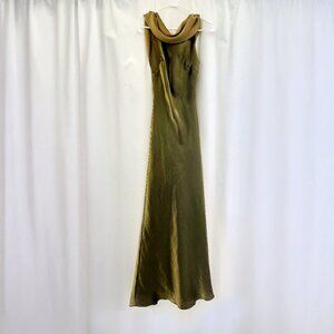Antique Gold Satin Maxi Dress